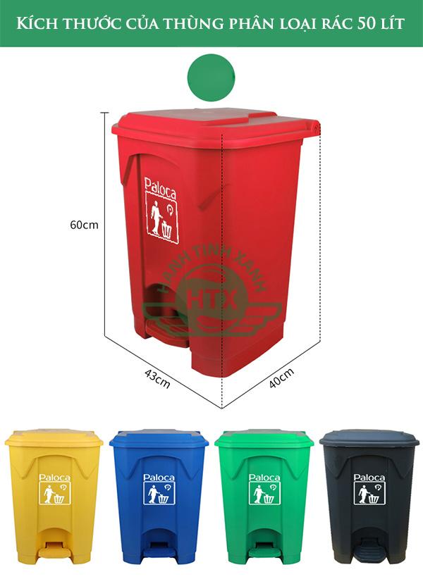 Thùng rác nhựa 50 lít phân loại rác nắp đạp chân